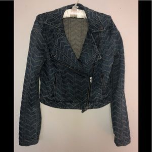 Free People textured moto denim jacket